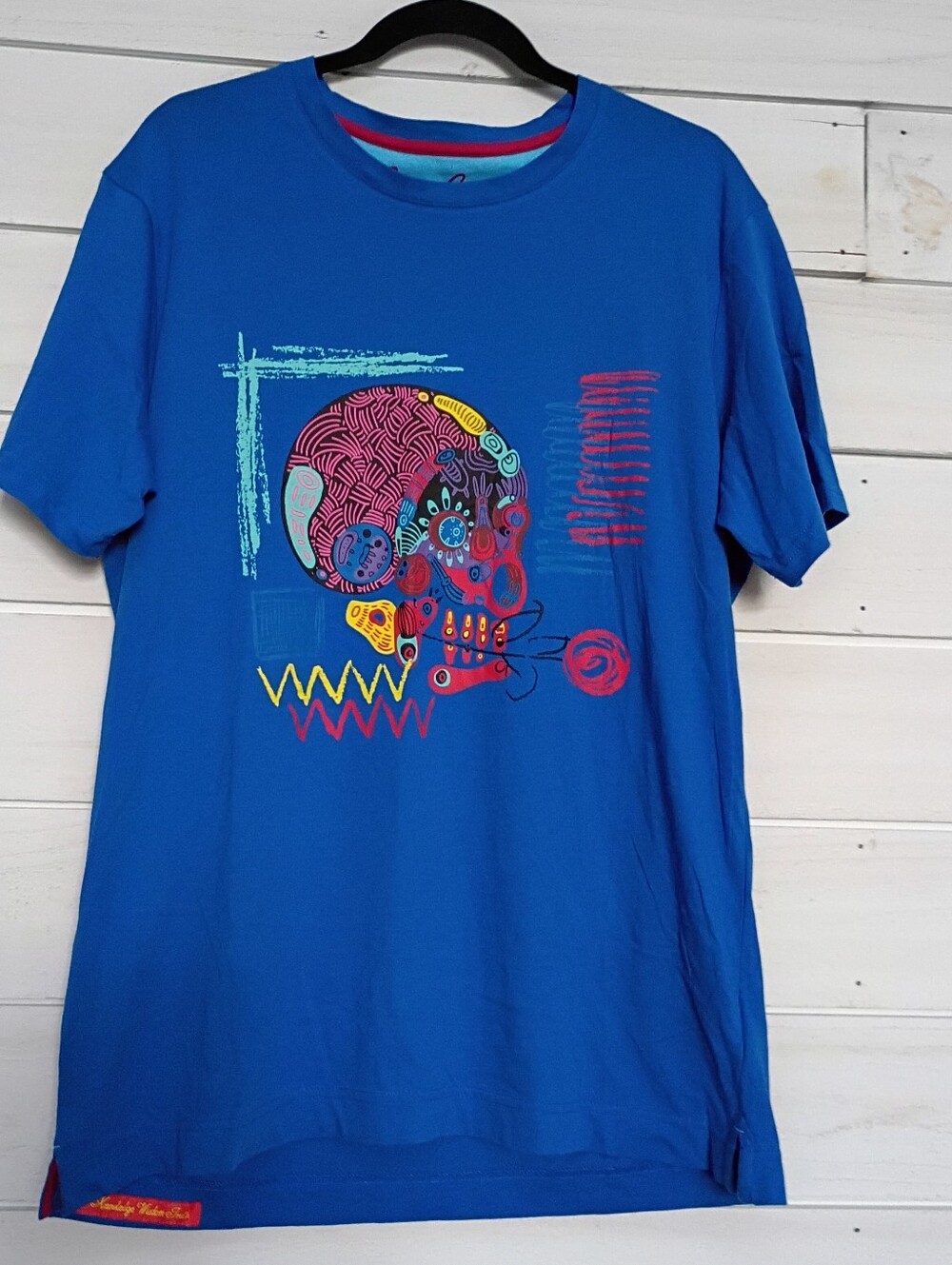 Robert Graham Blue Graphic Skull Short-Sleeve Men's T-Shirt